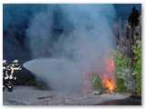 Hecke brennt in voller Ausdenung